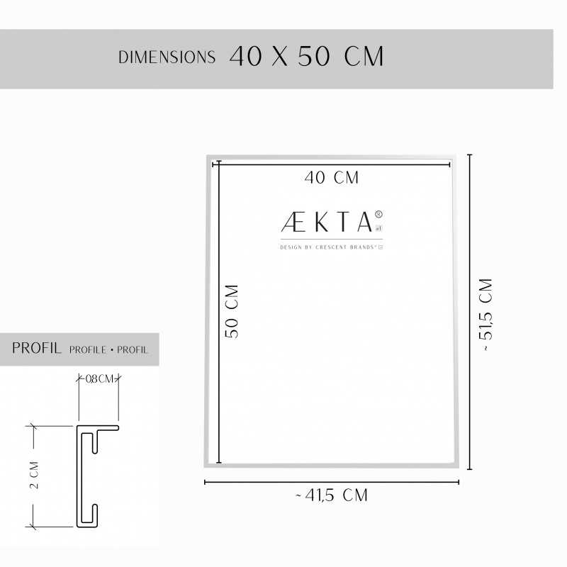 Cadre alu AEKTA - Argent Mat - Pour format 40x50cm