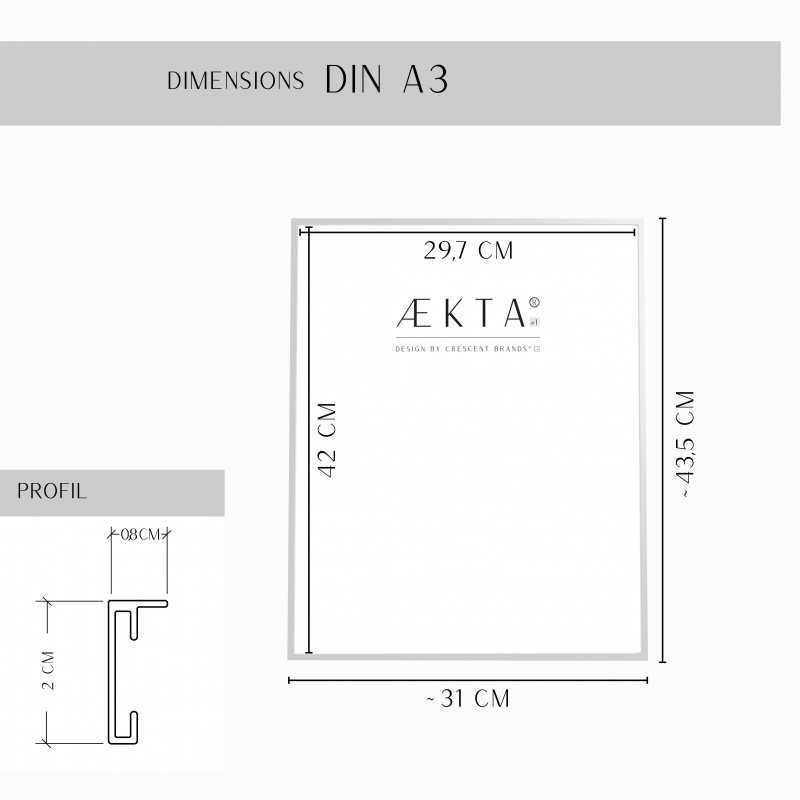 Cadre alu AEKTA - Argent Mat - Pour format A3 (29,7x42cm)