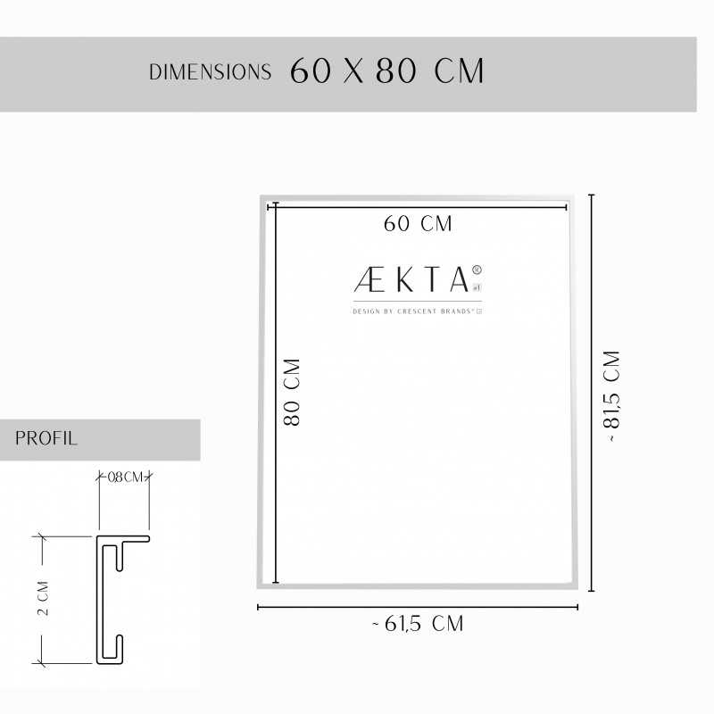 Cadre alu AEKTA - Argent Mat - Pour format 60x80cm