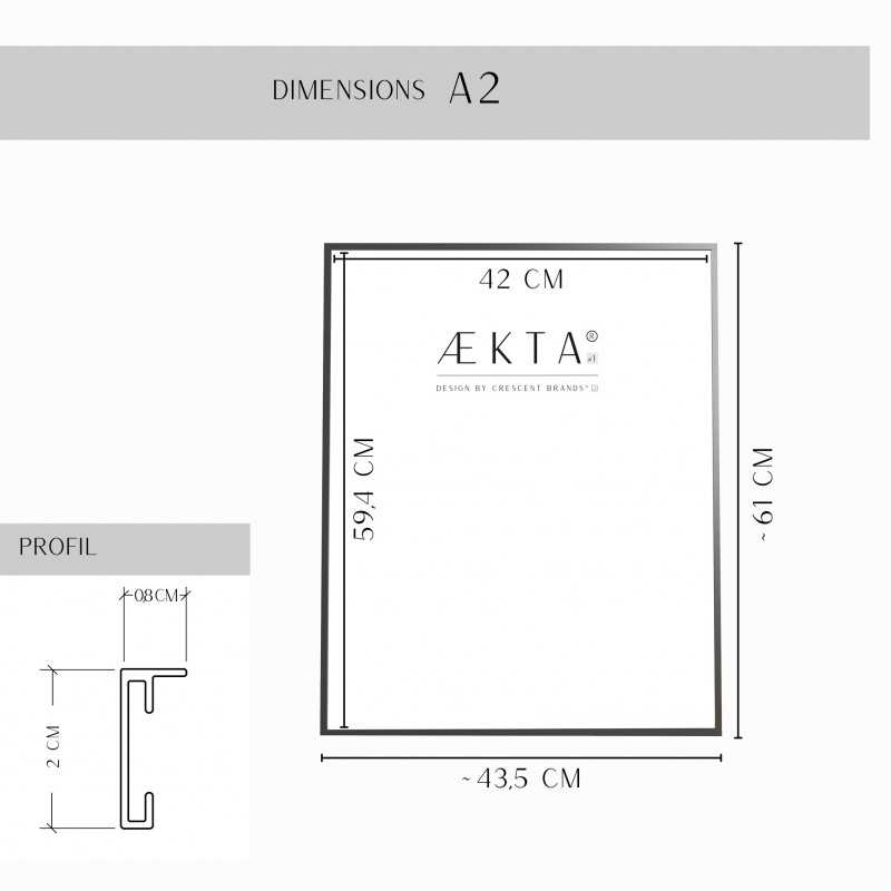 Cadre alu AEKTA - NOIR Mat - Pour format A2 (42x59,4cm)