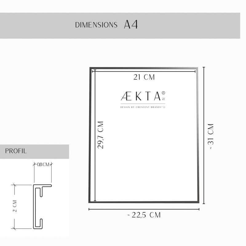 Cadre alu AEKTA - NOIR Mat - Pour format A4 (21x29,7cm)