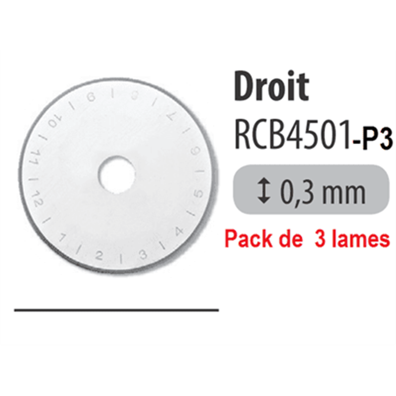 Lames 45mm DROITES - Pack 3 pièces